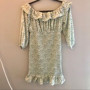 darling, floral bodycon dress with balloon sleeves